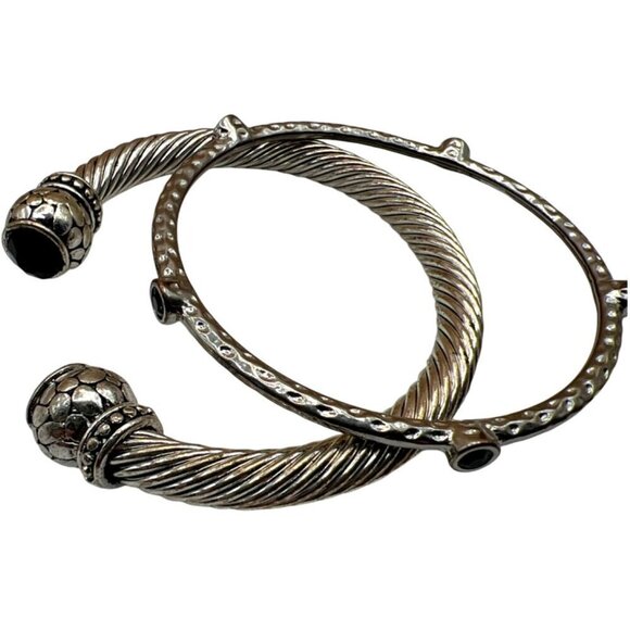 Silver Tone Black Onyx Necklace & Rhinestone Bracelets Set.   M54 - Picture 14 of 16